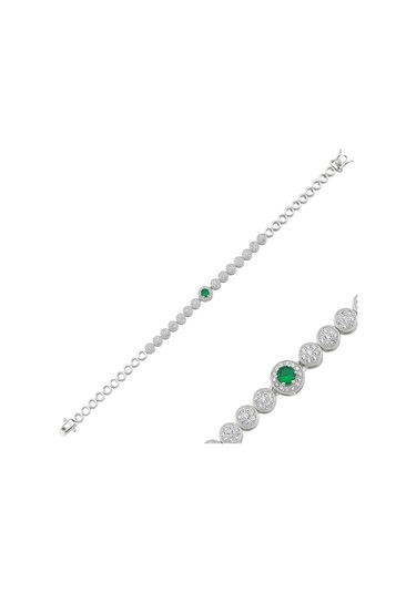 Yeşil Beyaz Taşlı Gümüş Düğün Seti G48Tk Altınsepeti