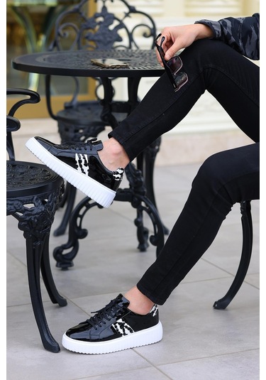 Shoetyle - Siyah Rugan Deri Bağcıklı Erkek Günlük Ayakkabı 101-1100-947 Siyah