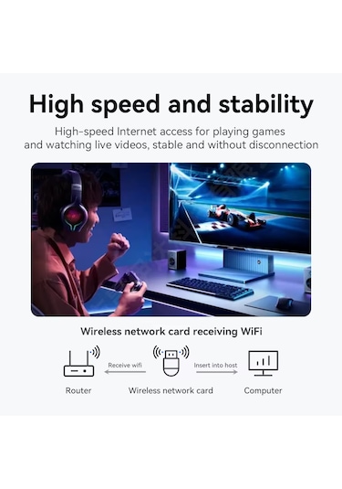 600 Mbps Usb Wifi Adaptörü Kablosuz İnternet Güçlendirici Tak Çalıştır Mini Dongle
