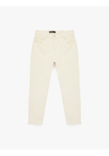 Koton Normal Bel Pamuklu Vintage Straight Fit Jean Pantolon Ekru 6sam40044nd