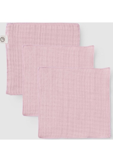 3' Lü Dört Katlı Müslin Ağız Bezi Seti Pembe