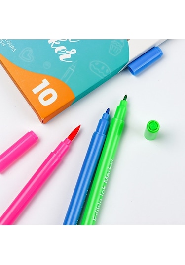 Novahub 12 Renkli Yenilebilir Pasta Dekorasyon Kalemi - Kek Ve Kurabiye İçin Çok Renkli, Çocuklar İçin Mükemmel Çok Renkli