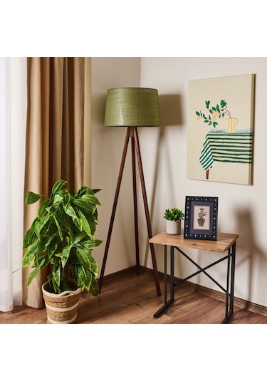 Evidea Lighting Calen Tripod Lambader - Yeşil / Ceviz - 140x35x35 Cm Yeşil / Ceviz