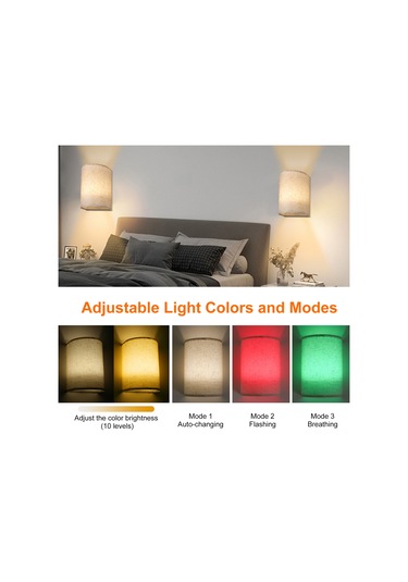 Yunboo Yd-003 Duvar Tipi Rgbw Işık - 16 Renk 3 Modlu, Kum Rengi Kumaş Abajur, Uzaktan Kumanda, 10 Seviye Parlaklık, Zamanlayıcı 2 Adet Bej