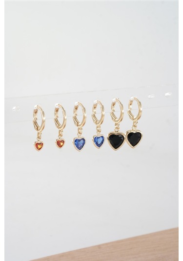 Kadın Vip Ser Kalp Model 6'lı Küpe Seti 002