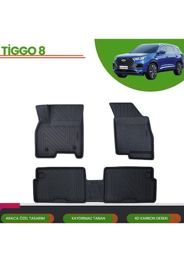Chery Tiggo 8 Pro 5 Koltuk 4d Araca Özel Havuzlu Paspas Takımı Karbon