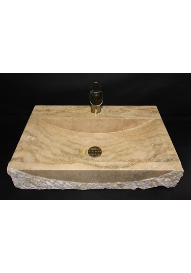 Traverten Batarya Çıkışlı Su Yolu Lavabo