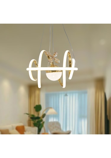 Tt005-ldtpl-sr Tt Ayd. Burgu Sarı Kaplama Toplu 3 Renk Led Avize SARI