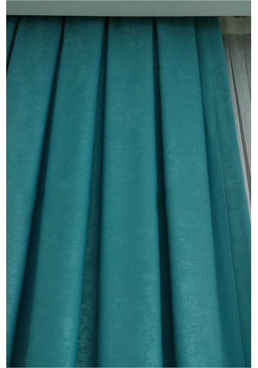 Evdepo Home Açık Petrol Düz Renk Soft Fon Perde Tek Kanat (507268531) Turkuaz