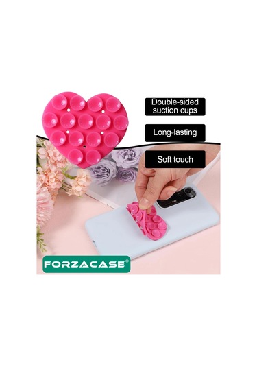 Forzacase Çift Taraflı Silikon Vakumlu Eller Serbest Cep Telefon Tutacağı Kalp - Fc1109 Turuncu