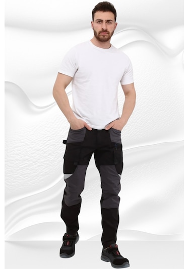 Alc İş Pantolonu Madrid Model 10 Cepli Full Likralı Diz Destekli