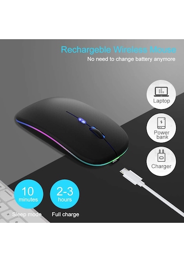 Kablosuz Fare Bluetooth 5.1 Şarj Edilebilir 2.4g Sessiz Fare İnce 3 Ayarlanabilir Dpı Diğer