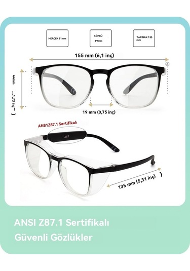 Ulzyvf Z87.1 Uv Sertifikalı Önleyici Liansan Koruması Kare Kadınlar İçin Hemşire Gözlükleri, Gözlükler, Büyük Buğu Boy Ur