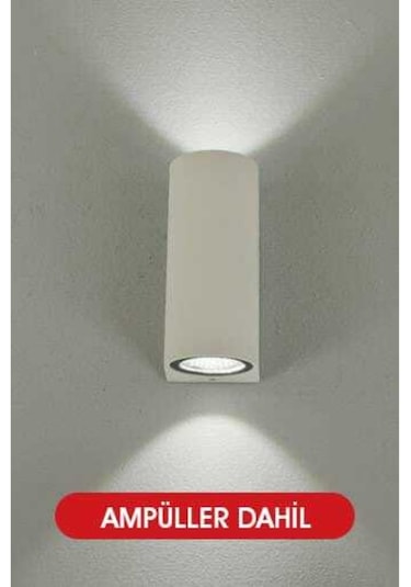 5 Adet Gün Işığı Ledli Beyaz Kasa Çift Yönlü Dekoratif Iç Ve Dış Mekan Duvar Apliği Beyaz