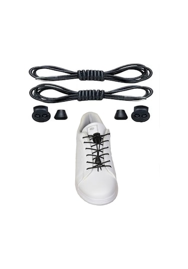 Black Vein Akıllı Pratik Lastikli Ayakkabı Bağcığı - Siyah