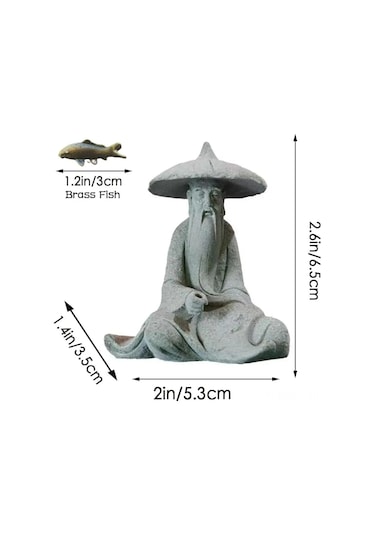Yaleker Mini Balıkçı Heykeli: Yapay Taştan Yapılmış, Su Ortamları İçin Güvenli Ve Dekoratif Hobi Aksesuarı