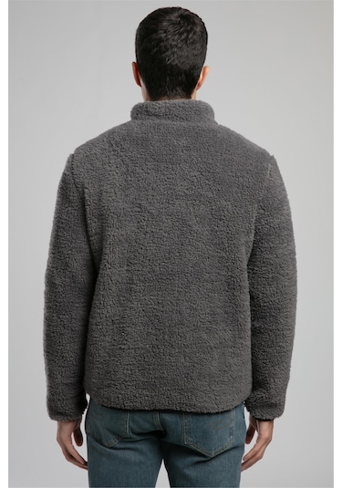 Jose Erkek Dik Yaka Peluş Mont Gri-21094 Antrasit