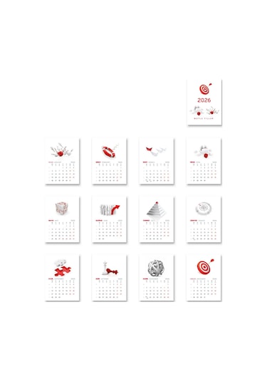 2026 Ofis Piramit Masa Takvimi Dikey Masaüstü Takvim 12x19,5 Cm