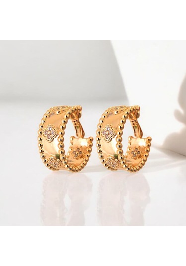 Vnclf Model Kalın Halka Çelik Küpe Altın