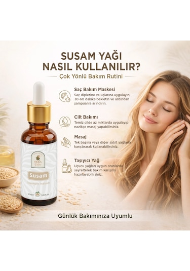 Susam Yağı 50 Ml %100 Doğal Saç Bakımı & Parlak Görünüm