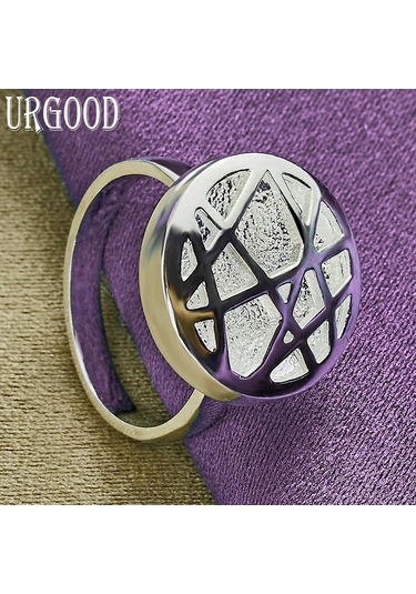 925 Ayar Gümüş Desenli Yuvarlak Yüzük Güzel Hediye Takı 10