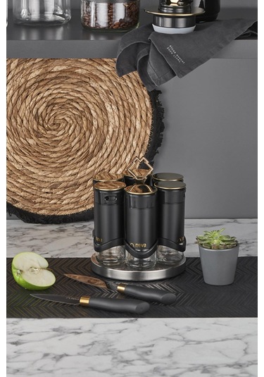 Neva N3309 Bitter Niş-Gold 6 Lı Baharat Seti Gold - Siyah