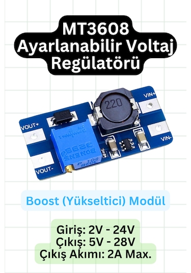 Mt3608 Ayarlanabilir Dc/dc Voltaj Yükseltici - Step-up Boost Converter