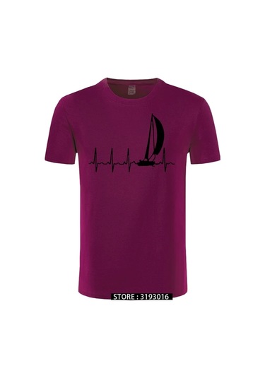 Cınessd Yelken Kalp Atışı Grafikli Yazlık %100 Pamuk Erkek Tshirtmercan Kırmızı Mercan Kırmızı