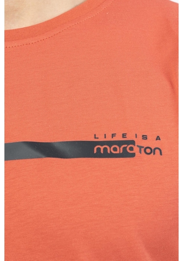 Maraton Sportswear Regular Erkek Bisiklet Yaka Kolsuz Basic Kiremit Atlet 21723-Kiremit