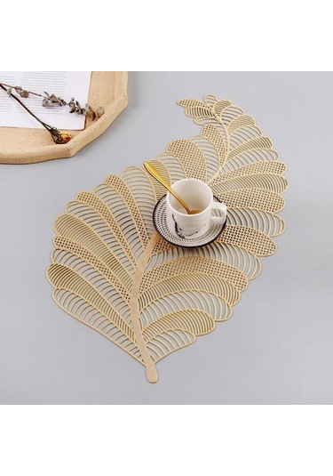 Altın Pvc Yaprak Içi Boş Yağ Suya Dayanıklı İskandinav Kaymaz Mutfak Placemat Coaster Yalıtım Pedi Bulaşık Sehpa Mat Ev D Altın