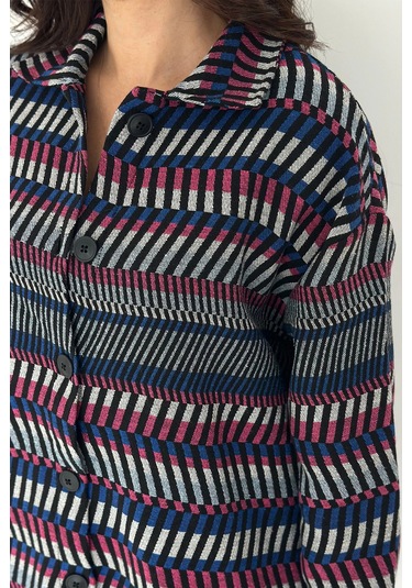 Uzun Gömlek Şeritli Siyah