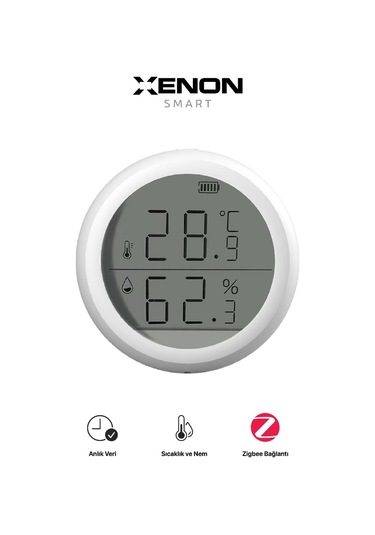 Xenon Smart Akıllı Dijital Termometre Zigbee Protokollü Isı ve Nem Ölçer (Higrometre) X7608