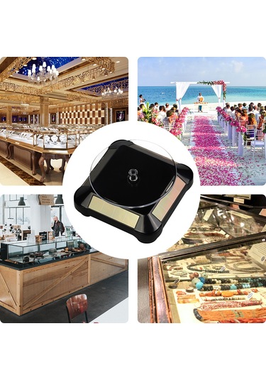 Monyee Güneş Enerjili 360 Döner Sergi Tabanı - Kuyumculuk, Telefon, Saat İçin Siyah Seri Standı