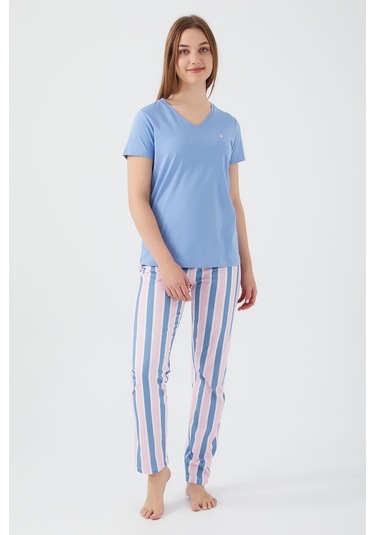 Pierre Cardin 8596 Kadın Kısa Kol Pijama Takım İndigo Mavi İndigo