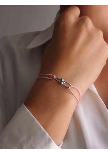Tiffany Model Deri İpli El Yapımı Silver Pembe Renkli Bileklik Pembe