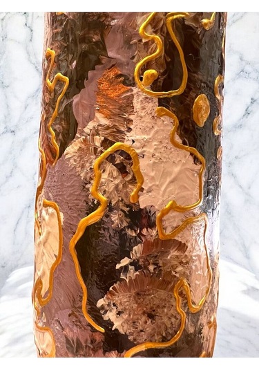 El Yapımı Altın Varaklı Yağdanlık Tasarım Sunum Standı İle Şık Mutfaklar Ve Sofralar Metalik