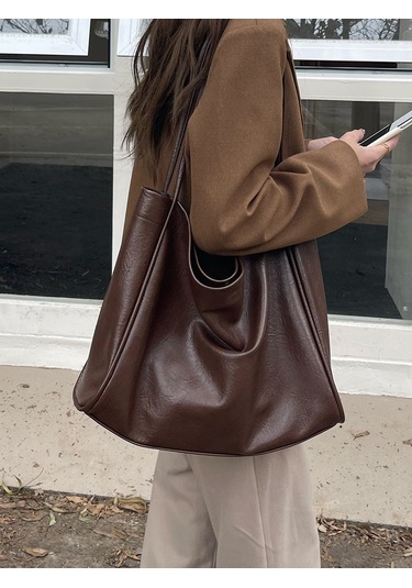 Teltree 2023 Yeni Model Meilade Kadın Çanta - Büyük Kapasite, Yumuşak Deri, Magnetik Kapatma Ve İç Çantalı Siyah Tote Çanta