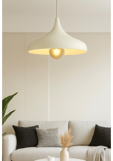 Modern Tasarım Tesla Tekli Metal Sarkıt Avize Beyaz