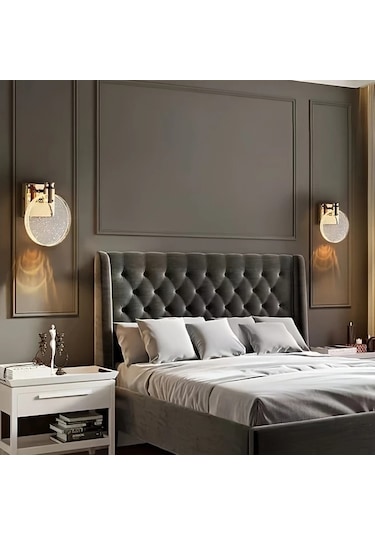 Challenger Gümüş Kristal Duvara Monte Lamba Yatak Odası Oturma Odası Aydınlatma Aparatı Gümüş