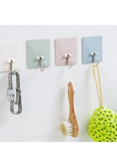Xiyyadms Bej Kareli Delmezsiz Duvar Kanca - 5 Kg Yük Taşıma - Banyo/mutfak - Suya Dayanıklı Abs Ve Paslanmaz Çelik Diğer