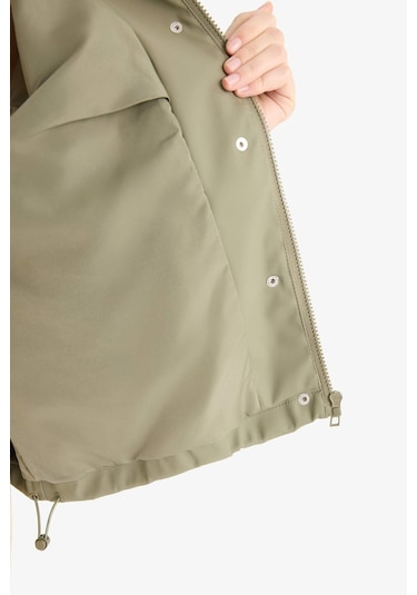 Defacto Regular Fit Kapüşonlu Suni Deri Yağmurluk E8552ax25aukh402 Haki