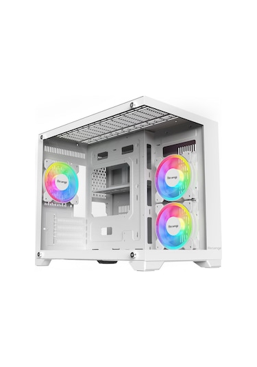 Revenge Nova 3 RGB Fanlı Temperli Cam Boş Panel M-ATX Oyuncu Bilgisayar Kasası Beyaz