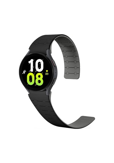 Xemu Galaxy Uyumlu Watch 6 44mm Krd-111 20mm Çizgili Desenli Silikon Kordon-siyah