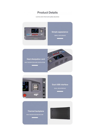 Konesam 12v/24v Otomatik Tespit Eden Mppt Güneş Kontrol Cihazı, 100a Maksimum Akım, Güneş Paneli Şarj Regülatörü, Ev, Rv, Deniz Uygulamaları İçin