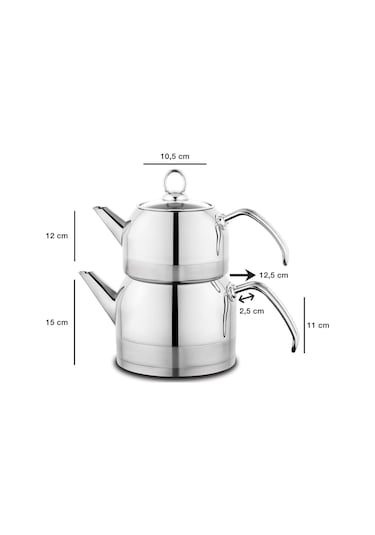 Schafer Ada Çaydanlık Takımı Büyük Boy Çaydanlık Takımı Gümüş