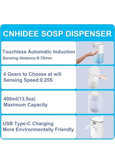 Ulzyvf Otomatik Dokunmasız Sıvı Sabun Dispanseri - Duş Jeli, Şampuan, El Dezenfektanı İçin Duvar Tipi Şarjlı Diğer