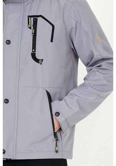 Sivaist Yeni Sezon Erkek Gri Softshell Kapüşonlu Iç Cepli Mont