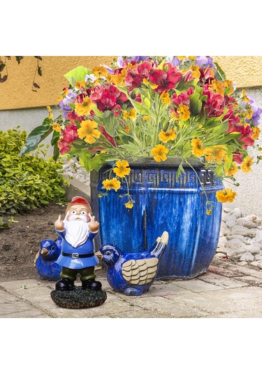 Reçine Bahçe Cüceleri, Dış Mekan Cüceleri, Çift Orta Parmaklar, 5,5 İnç 13,97 Cm , Veranda Dekorasyonları, Eve Taşınma Hediyesi Mavi