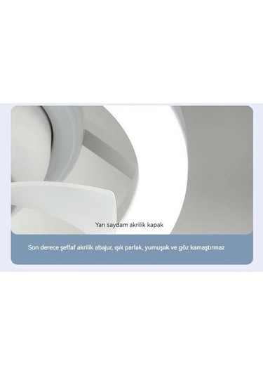 Opulentliving 360 E27 Led Tavan Vantilatörü Açık Beyaz, 3 Renkli Uzaktan Kumandalı 3 Renk Kumandalı