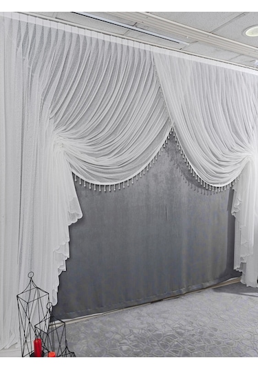 Kruvaze Tül Perde Incili Yıkama Torbası Mekanizma Hediyeli Tül